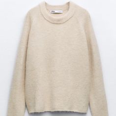 Zara Nwt Classic Zara Crew Neck Sweater, Zara Fine Knit Sweater For Fall, Classic Beige Zara Sweater, Zara Beige Soft Knit Sweater, Zara Soft Knit Sweater For Fall, Zara Soft Knit Winter Sweater, Zara Cozy Soft Knit Sweater, Cozy Beige Zara Sweater, Oversized Striped Sweater