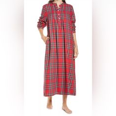 Ll Bean Womens Long Flannel Nightgown Red Plaid Cotton Large New Long Flannel, Flannel Nightgown, Diy Wardrobe, Ll Bean, L L Bean, Red Plaid, Night Gown, Women's Intimates, Made In Usa