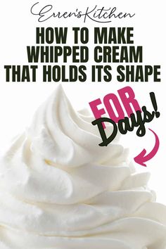 an advertisement with whipped cream in the middle and text overlaying how to make whipped cream that holds it's shape for dogs