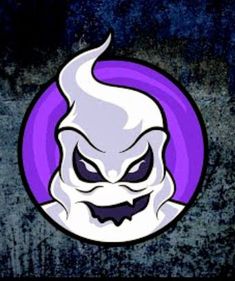 an image of a creepy face on a purple and white background with the word ghost