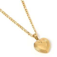 Fall in love with our brand new Heart Locket. The cutest sentimental piece that makes the perfect gift for your loved one. With an easy open and close, you can make this treasure extra special by placing a picture or engraving a memory inside. 14k Gold (1 Micron Plating)  Stainless Steel Base  E-coating for a premium finish  Lead & Nickel Free  Tarnish-Free  Water Resistant Dainty Locket Necklace For Valentine's Day Anniversary, Heart Locket Necklace With Chain For Anniversary, Keepsake Locket Necklace For Valentine's Day, Valentine's Day Keepsake Locket Necklace, Valentine's Day Double Heart Locket Necklace Anniversary Gift, Heart Pendant Locket Necklace For Valentine's Anniversary, Valentine's Day Heart Necklace Gift, Gold Locket Necklace, August Birthstone Jewelry