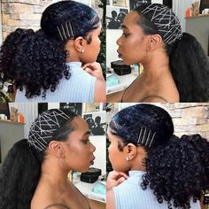 Hair With Bobby Pins, Easy Hairstyles For Curly Hair, Pin Hairstyle, Pin Hairstyles, Bobby Pin Hairstyles, Hair Scarf Styles, Natural Hair Styles Easy, Hairstyles For Curly Hair, Afro Hair