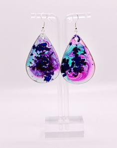 Hypoallergenic hooks Resin Epoxy Multicolor Hypoallergenic Teardrop Earrings, Hypoallergenic Multicolor Teardrop Earrings, Handmade Teardrop Earrings For Party, Multicolor Hypoallergenic Drop Earrings, Hypoallergenic Multicolor Drop Earrings, Multicolor Drop Earrings, Unique Hypoallergenic Teardrop Dangle Earrings, Trendy Drop Earrings As A Gift, Handmade Drop Earrings