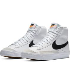 Nike Blazer Mid '77 "White/Black" Grade School Kids' Shoe - Hibbett | City Gear Nike Shoes High Tops, Blazer Shoes, Kids Blazers, Blazer Mid 77 Vintage, The Iceman, Shoes For School, Back To School Shoes, Dr Shoes