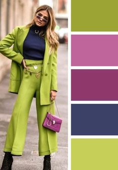 Lime Dress Outfit Color Combinations, Color Outfit Combinations, Verde Lima, Color Me Beautiful, Color Palette Design