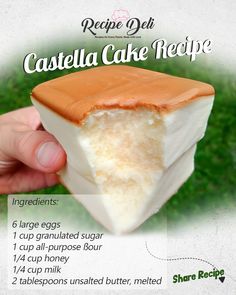 the recipe for casteella cake recipe is shown