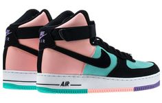 Air Force 1 High 'Have A Nike Day' Hyper Jade/Bleached Coral-Space Purple-Black CI2306-300 Pink Breathable High-top Custom Sneakers, Pink Breathable Custom Sneakers For Streetwear, Custom Pink High-top Fade-resistant Sneakers, Athleisure High-top Sneakers With Gum Sole For Streetwear, Fade-resistant Pink Sneakers For Streetwear, Pink Fade-resistant Sneakers For Streetwear, Nike Sporty High-top Sneakers Fade-resistant, Nike Fade-resistant High-top Sneakers For Streetwear, Nike Athleisure Custom High-top Sneakers