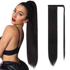 PRICES MAY VARY. Long straight ponytail extension. Weight: 5.64 oz. Length: 30 inch. Color: Jet Black. Natural straight texture. Hair extensions ponytail is made of premium synthetic fibers which looks human hair and feel softer and smoother. And can be ironed between 270℉ and 301℉. Easy to Use: Hair ponytails is the simplest and quickest extensions to apply. Magic paste wrap around ponytail is more convenient and easier to wear. You could have longer, thicker, more voluminous beautiful hair in Long Straight Ponytail, Clip In Ponytail Extensions, Wrap Around Ponytail, Long Ponytail, Ponytail Hair Piece, Hair Extensions Clip, Wavy Ponytail, Extensions Clip In, Hair Extension Clips