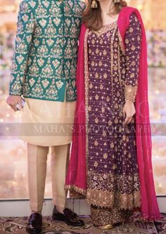 Bride And Groom Outfit, Groom Outfit, Friend Outfits, Pakistani Wedding, Beautiful Couple, Bridal Outfits, Pakistani Fashion, Couture Fashion, Color Combos