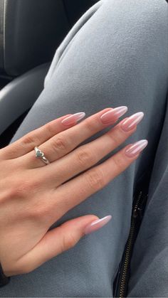 Casual Nails, Almond Acrylic Nails, Soft Nails, Neutral Nails, Elegant Nails, Classy Nails, Chic Nails, Chrome Nails