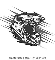 a motorcycle helmet on a white background with black and white lines in the style of graffiti