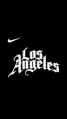 the los angeles lakers logo is shown in black and white on a dark background,