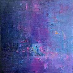 an abstract painting with purple and blue colors