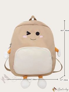 Bird in Bag - Womens Outdoor Backpack, Durable Solid Color Double Strap School Bag for Students, Perfect for Outdoor, Travel, and Back to School Brown Portable Backpack For School, Cute Large Capacity Beige Backpack, Kawaii Beige Bags For Students, Kawaii Beige Bag For Students, Cute Beige Rectangular Backpack, Cute Portable Satchel Backpack, Cute Portable Standard Backpack, Cute Standard Portable Backpack, Cute Beige Backpack For School