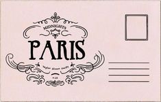 an old postcard with the word paris written in black and white ink on it