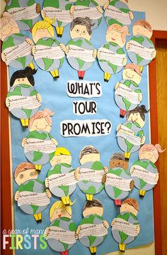 a classroom door decorated with paper cutouts that says what's your prom?