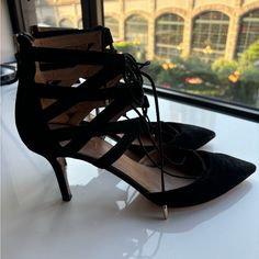 Great Condition, Only Signs Of Wear On The Sole As Pictured. Size 42 Which I Believe Is A 10 In Us. Aquazzura Heels Black, Aquazzura Shoes, Shoes Black, Black Lace, Shoes Women Heels, Stiletto Heels, Shoes Heels, Size 10, Lace Up