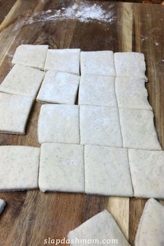 the dough has been cut into squares and is ready to be put in the oven