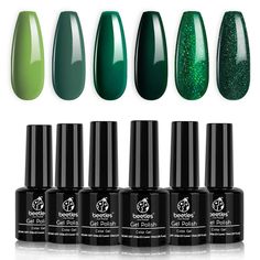 Green Nail Gel, Dark Green Nail, Beetles Gel Polish, Buff Nails, Dark Green Nails, Uv Nail Lamp, Glitter Gel Polish, Glitter Gel Nails, Damaged Nails