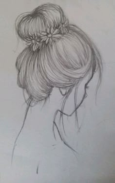 a drawing of a woman's head with her hair in a bun