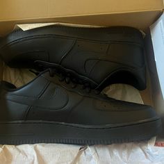 Brand New Men’s Nike Air Force, Size 13 Classic Nike Air Force 1 Leather With Rubber Sole, Classic Leather Nike Air Force 1 With Rubber Sole, Classic Black Nike Air Force 1 With Round Toe, Classic Black Nike Air Force 1, Classic Black Nike Air Force 1 Sneakers, Black Custom Sneakers For Streetwear, Black Sneakers With Cushioned Footbed, Mens Nike Air, New Man