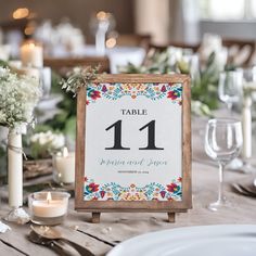 the table numbers are displayed on wooden boards