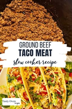 Slow cooking ground beef in a Mexican-inspired seasoning blend is a simple way to cook your taco meat. It takes a few hours and pantry staple ingredients. Just dump in all your ingredients and let the crockpot do the cooking for you. Nacho Meat Crockpot, Raw Ground Beef Crockpot Recipes, Ground Beef Taco Slow Cooker, Tacos Crockpot Beef, Crock Pot Taco Meat Ground Beef, Crockpot Ground Beef Tacos, Crockpot Tacos Beef, Taco Meat In Crockpot, Crock Pot Taco Meat