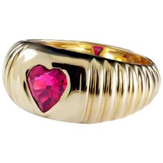 Old Workshop, Dome Rings, Small Market, Ruby Heart, Gold Rings Jewelry, Contemporary Ring, Gold Signet Ring, Gold Engraving, Ruby Jewelry