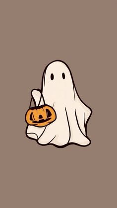 a ghost holding a pumpkin in its hand