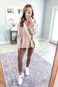 Shop details in the LTK App Athleisure Outfits Fall, Fall Athleisure, Athleisure Outfit, Lounge Outfits, Leggings Outfit, Makes You Beautiful, Winter Fits, Half Zip Pullover, Casual Fall Outfits