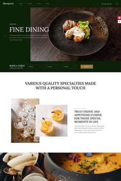 the website for fine dining is displayed