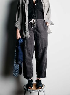 imogene + willie · the lounge pant in faded black Wide Leg Washed Black Pants For Everyday, Everyday Wide Leg Washed Black Pants, Washed Black Relaxed Fit Pants With Elastic Waistband, Washed Black Straight Leg Pants With Elastic Waistband, Relaxed Fit Washed Pants For Work, Washed Black Cotton Bottoms For Everyday, Everyday Washed Black Cotton Bottoms, Washed Black Relaxed Fit Work Pants, Washed Black Relaxed Fit Cropped Pants