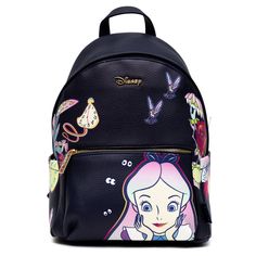 Experience The Allure Of Wonderland With This Limited Edition Wonda Pop X Disney Alice In Wonderland Backpack As Alice Graces The Front In Captivating Prismatic Colors In A.On The Back, Alice Invites You To Join Her In A Whimsical Tea Party Among The Enchanting Flowers, Radiating Joy And Wonder. But The Disney Magic Doesn't Stop There! The Mad Hatter Himself Makes A Delightful Appearance, Playfully Pouring Tea On One Side Pocket, While The Ever Late Yet Endearing White Rabbit Marks Its Presence Disney-styled Black Standard Backpack, Disney Black School Bags, Disney Style Black School Bags, Black Backpack For Theme Park, Black Disney-style Bag For Theme Park, Black Disney Bag For Theme Park, Black Disney Style Bag For Theme Park, Black Disney Backpack For Travel, Disney Style Backpack For School