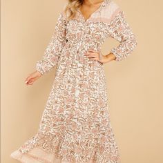 Https://Www.Reddress.Com/Products/Born-To-Shine-Blush-Floral-Print-Maxi-Dress? Like New Condition, No Tags But Never Worn. Floral Print Dress Features An Open Neckline Accompanied By Two Tassel Tie Closures, Long Peasant Sleeves, An Elastic Waistline, Shimmer Accents Throughout Fabric, And A Gathered Bottom Hem To Complete Its Maxi Silhouette. Model Is Wearing A Small. 100% Polyester Dry Clean Recommended Lined Imported Trendy Maxi Dresses, Sun Dress Casual, Pink Long Dress, Chic Maxi Dresses, Maxi Dresses Fall, Fall Photo, Maternity Style, Red Dress Boutique, Dresses Red