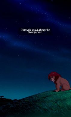 the lion king is sitting on top of a hill looking up at the sky and stars