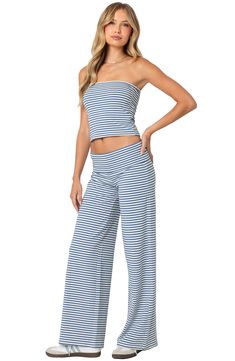 Enjoy all the maximums—ease, comfort and style—in these knit pants designed with a fold-over waistband and fun-forward horizontal stripes. Pull-on style 45% cotton, 45% polyester, 10% spandex Machine wash, dry flat Imported Fold Over Pants, Horizontal Stripes, Pants Design, Knit Pants, Striped Pants, Fold Over, Pants Outfit, Pacsun, S Models