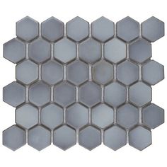 hexagonal glass mosaic tile in silver