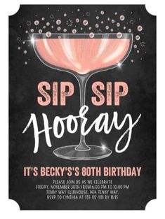 sip hooray birthday party card