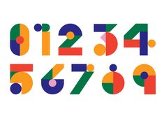 the numbers are multicolored and have different shapes