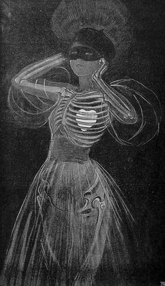 a black and white drawing of a woman in a dress