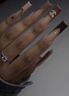 Brown Acrylic Nails, Drip Nails, Bijoux Fil Aluminium, Girly Acrylic Nails, Her Nails, Short Square Acrylic Nails, Acrylic Nails Coffin Pink, Unique Acrylic Nails