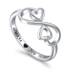 PRICES MAY VARY. Sterling silver engraved always love you mom ring, best gift to express your love to your mother on Mother's Day, Mother's Birthday, Thanksgiving Day, Christmas....Best loving gift for mother and also for daughter. Different ring size for you to choose. Design by infinity loving heart. Shows the love between mother and child is forever. Made by 925 Sterling Silver. Nickel-free, Lead-free, Cadmium-free. Simple design double love heart ring, suitable for any occasion. Arrived in a Mother Daughter Rings, Love Heart Ring, Daughter Ring, Forever Ring, Pet Memorial Necklace, Forever Rings, Memorial Pendant, Light Jewelry, Mom Ring