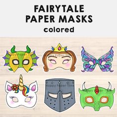 paper masks with different designs and colors on them for kids to make their own masks