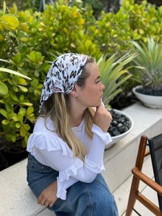 BANDANNA HEADSCARF - These scarves are smaller in size. They are approximately 55X55 CM. OUR QUALITY - Our scarves are made from quality and durable fabric. They are comfortable and lightweight. SATISFACTION GUARANTEED - LOVE your scarf or send it back. No questions asked! Casual Silk Scarf With Bandana Print For Summer, Casual Beach Scarf, Casual White Beach Scarf, White Summer Headscarf One Size, White Summer Headscarf, Lightweight Casual Headscarf For Summer, Casual Bandana Print Headscarf For Spring, White One Size Summer Headscarf, Trendy White One-size Headscarf