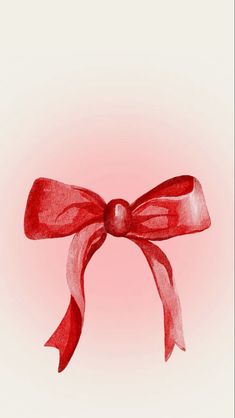 a drawing of a red bow on a pink background