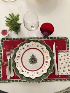 a christmas place setting on a table