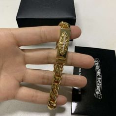 Brand New, Unused. Well Preserved Without Any Stains Or Damage If You Like It And Have Any Questions, Please Contact Me Luxury Gifts For Him Men, Indian Jewelry For Men, Gold Men’s Jewellery, Luxury Engraved Cuban Link Bracelet, Gold Accessories Men, Gold Chrome Hearts, Gold Jewelry Men, Chrome Hearts Bracelet, Gold Bracelets For Men