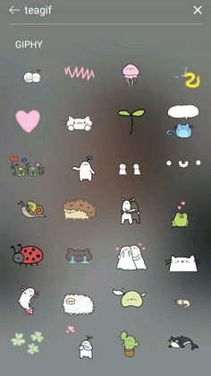 some stickers that are on the side of a cell phone screen, with different designs and colors