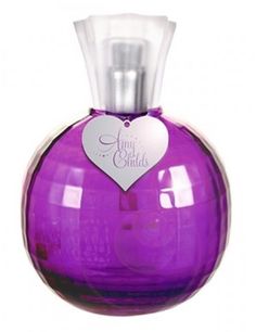 a purple bottle with a white heart on it