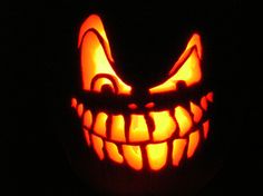 an image of a scary pumpkin with the words frison d'halloween